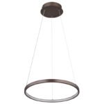 Lampă cu suspensie metal, culoare cafea mată, plastic alb, cablu PVC transparent, înălțime reglabilă (lampă cu suspensie), ø: 385mm, I: 1200mm, inclusiv LED 19W 230V, 2200lm Sursă, 980lm Putere, 3000K - imagine 3