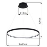 Suspensie, metal negru mat, plastic alb, Ø 605, H: 1200, inclusiv 1xLED 29W 230V, sursa 3800lm, iesire 1400lm, 3000K - imagine 5