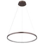 Lampă cu suspensie metal, culoare cafea mată, plastic alb, cablu PVC transparent, înălțime reglabilă (lampă cu suspensie), ø: 605mm, I: 1200mm, inclusiv LED 29W 230V, 3400lm Sursă, 1400lm Putere, 3000K - imagine 3