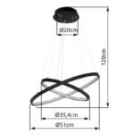 Suspensie, metal negru mat, plastic alb, reglabilă cu întrerupător de perete, funcție de memorie, reglabilă, Ø 510, H: 1200, inclusiv 1xLED 42W 230V, sursă 350-5000lm, ieșire 130-1500lm, 3000K - imagine 5