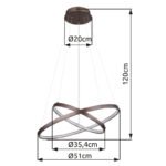 Lampă de suspendare metal de culoare cafea mată, plastic alb, reglabil, funcție de memorie, reglabil pe înălțime, mobil, de la 10% - 100% reglabil continuu prin întrerupător de perete, ø:510mm I:1200mm, LED 42W 230V,sursă 480-4800lm,150-1500lm 3000K - imagine 6