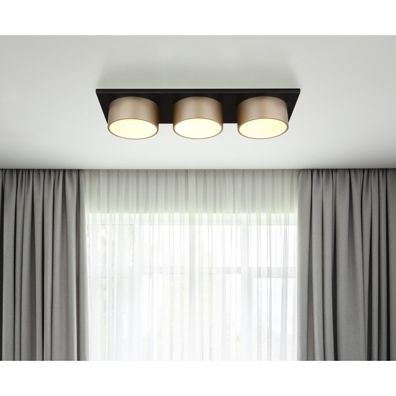 raymond-56964-3-g29885-6 Plafonieră metal negru mat, plastic antracit, plastic șampanie mat, plastic opal, LxLxH: 580x200x110mm, incl. LED 24W 230V, sursă 3000lm, ieșire 1000lm, 3000K - imagine 1