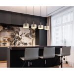 Suspensie metal negru mat, plastic antracit, plastic șampanie mat, plastic opal, cablu PVC transparent, înălțimea poate fi redusă, LxLxA: 860x150x1500mm, incl. LED 40W 230V, 5100lm sursă, 1900lm ieșire, 3000K