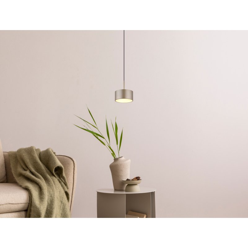 raymond-56964h-g29889-6 Suspensie metal negru mat, plastic antracit, plastic șampanie mat, plastic opal, cablu PVC negru, înălțimea poate fi scurtată, ø: 150mm, H: 1500mm, incl. LED 12W 230V, 1200lm sursă, 900lm ieșire, 3000K - imagine 1