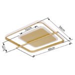 Plafonieră metal auriu, aluminiu auriu, plastic alb, L x l x I: 400x360x50mm, inclusiv LED 36W 230V, 3520lm Sursă, 2650lm Ieșire, 3000K - imagine 6