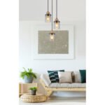 Lampă cu suspensie metal negru mat, lemn maro închis, sticlă fumurie, cablu PVC negru, ø: 270mm, I: 1200mm, excl. 3x E27 15W 230V - imagine 2