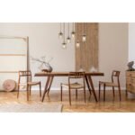 Lampă cu suspensie metal negru mat, lemn maro închis, sticlă fumurie, cablu PVC negru, L x l x I: 620x180x1200mm, fără 6x E27 15W 230V - imagine 2