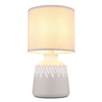 Lampă de masă ceramică de culoare cenușie, material textil de culoare cenușie, cablu PVC alb, comutator basculant pe cablu, ø: 175mm, H: 315mm, lungime cablu 1300mm, excl. 1x E14 40W 230V - imagine 4