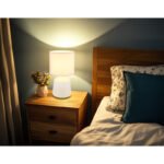 Lampă de masă ceramică culoare curry, material textil culoare curry, cablu PVC alb, comutator basculant pe cablu, ø: 175mm, H: 315mm, lungime cablu 1300mm, excl. 1x E14 40W 230V - imagine 2