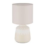 Lampă de masă ceramică culoare curry, material textil culoare curry, cablu PVC alb, comutator basculant pe cablu, ø: 175mm, H: 315mm, lungime cablu 1300mm, excl. 1x E14 40W 230V - imagine 3