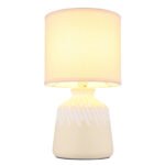Lampă de masă ceramică culoare curry, material textil culoare curry, cablu PVC alb, comutator basculant pe cablu, ø: 175mm, H: 315mm, lungime cablu 1300mm, excl. 1x E14 40W 230V - imagine 4