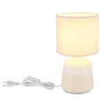 Lampă de masă ceramică culoare curry, material textil culoare curry, cablu PVC alb, comutator basculant pe cablu, ø: 175mm, H: 315mm, lungime cablu 1300mm, excl. 1x E14 40W 230V - imagine 5