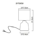 Lampă de masă ceramică culoare curry, material textil culoare curry, cablu PVC alb, comutator basculant pe cablu, ø: 175mm, H: 315mm, lungime cablu 1300mm, excl. 1x E14 40W 230V - imagine 6