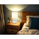 Lampă de masă ceramică alb, textil alb, cablu PVC alb, comutator basculant pe cablu, ø: 175mm, H: 315mm, lungime cablu 1300mm, excl. 1x E14 40W 230V - imagine 2