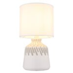Lampă de masă ceramică alb, textil alb, cablu PVC alb, comutator basculant pe cablu, ø: 175mm, H: 315mm, lungime cablu 1300mm, excl. 1x E14 40W 230V - imagine 4