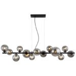 Lampă cu suspensie metal negru mat, sticlă fumurie, cablu PVC transparent, Lx lx I: 1200x345x1200mm, sticlă-ø: 6x10cm, 5x12cm, 2x15 cm, incl. 13x G9 LED 3.5W 230V, 350lm Sursă, 130lm Putere, 3000K - imagine 4