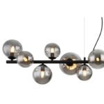 Lampă cu suspensie metal negru mat, sticlă fumurie, cablu PVC transparent, Lx lx I: 1200x345x1200mm, sticlă-ø: 6x10cm, 5x12cm, 2x15 cm, incl. 13x G9 LED 3.5W 230V, 350lm Sursă, 130lm Putere, 3000K - imagine 5