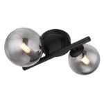 Aplică metal negru mat, sticlă fumurie, L x l x I: 240x250x125mm, diametrul sticlei: 1 x 10cm, 1 x 12cm, incl. 2x G9 LED 3,5W 230V, 350lm sursă, 80lm ieșire, 3000K, incl. bec LED 10676