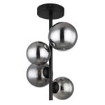 Plafonieră metal negru mat, sticlă fumurie, ø: 235mm, I: 400mm, diametrul sticlei: 2 x 10cm, 2 x 12cm, incl. 4x G9 LED 3,5W 230V, 350lm sursă, 80lm ieșire, 3000K, incl. bec LED 10676 - imagine 3