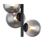 Plafonieră metal negru mat, sticlă fumurie, ø: 235mm, I: 400mm, diametrul sticlei: 2 x 10cm, 2 x 12cm, incl. 4x G9 LED 3,5W 230V, 350lm sursă, 80lm ieșire, 3000K, incl. bec LED 10676 - imagine 4