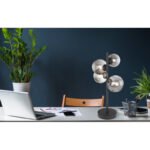 veioza, metal negru, sticla fumurie, sticla DM: 2x12cm, 2x10cm, inkl. 10676 LED LM, intrerupator LxBxH:240x190x480, inkl. 4xG9 LED 3,5W 230V, 400lm Source, 80lm Output, 3000K