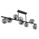 plafoniera, metal negru, sticla fumurie, sticla DM: 4x12cm, 5x10cm, inkl. 10676, LxBxH:860x300x358, inkl. 9xG9 LED 3,5W 230V, 400lm Source, 80lm Output, 3000K - imagine 4