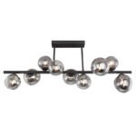 plafoniera, metal negru, sticla fumurie, sticla DM: 4x12cm, 5x10cm, inkl. 10676, LxBxH:860x300x358, inkl. 9xG9 LED 3,5W 230V, 400lm Source, 80lm Output, 3000K - imagine 5