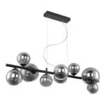 suspensie, metal negru, sticla fumurie, sticla DM: 2x15cm, 3x12cm, 4x10cm, inkl. 10676 LED , LxBxH:860x360x1200, inkl. 9xG9 LED 3,5W 230V, 400lm Source, 80lm Output, 3000K - imagine 3