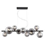 suspensie, metal negru, sticla fumurie, sticla DM: 2x15cm, 3x12cm, 4x10cm, inkl. 10676 LED , LxBxH:860x360x1200, inkl. 9xG9 LED 3,5W 230V, 400lm Source, 80lm Output, 3000K - imagine 4