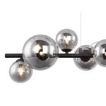 suspensie, metal negru, sticla fumurie, sticla DM: 2x15cm, 3x12cm, 4x10cm, inkl. 10676 LED , LxBxH:860x360x1200, inkl. 9xG9 LED 3,5W 230V, 400lm Source, 80lm Output, 3000K - imagine 5