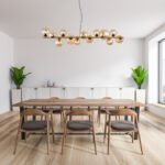 Suspensie metal negru mat, metal alamă mată, sticlă chihlimbar, cablu PVC transparent, L x l x I: 1200x345x1200mm, sticlă-ø: 6x10cm, 5x12cm, 2x15 cm, incl. 13x G9 LED 3.5W 230V, 350lm Sursă, 290lm Ieșire, 3000K