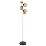 Lampadar metal negru mat,metal alamă,sticlă chihlimbar, comutator cu picior pe cablu,LxLxA:285x265x1550mm, lungime cablu 2400mm,2 pahare DM:10cm,2pahare DM:12cm,2pahare DM:15 cm,incl.6xLED G9 3,5W 230V, sursă 350lm, ieșire 80lm, 3000K, incl.LED 10676 - imagine 3