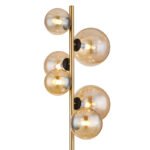 Lampadar metal negru mat,metal alamă,sticlă chihlimbar, comutator cu picior pe cablu,LxLxA:285x265x1550mm, lungime cablu 2400mm,2 pahare DM:10cm,2pahare DM:12cm,2pahare DM:15 cm,incl.6xLED G9 3,5W 230V, sursă 350lm, ieșire 80lm, 3000K, incl.LED 10676 - imagine 4