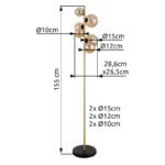 Lampadar metal negru mat,metal alamă,sticlă chihlimbar, comutator cu picior pe cablu,LxLxA:285x265x1550mm, lungime cablu 2400mm,2 pahare DM:10cm,2pahare DM:12cm,2pahare DM:15 cm,incl.6xLED G9 3,5W 230V, sursă 350lm, ieșire 80lm, 3000K, incl.LED 10676 - imagine 6