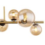 Plafoniera metal negru mat, metal alamă mat, sticlă chihlimbar, LxLxA: 870x300x380mm, 5 pahare DM: 10 cm, 4 pahare DM: 12 cm, inclusiv 9x G9 LED 3,5W 230V, sursă 350lm, ieșire 80lm, inclusiv 3000K Bec LED 10676 - imagine 5