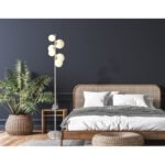 Lampă de podea din metal nichel mat, sticlă albă, cablu PVC negru, întrerupător de picior în cablu, L x l x I: 295x280x1550mm, lungime cablu 1800mm, sticlă ø: 2x10cm, 2x12cm, 2x15 cm, incl. 6x G9 LED 3.5W 230V, 350lm Sursă, 310lm Ieșire, 3000K