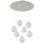 Lampă suspendată din metal nichel mat, globuri din sticlă opală, cablu PVC negru, ø: 550mm, H: 1200mm, incl. 7x G9 LED 3.5W 230V, sursă 350lm, 310lm, 3000K - imagine 3