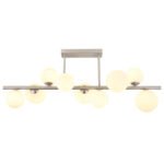 Plafonieră metal nichel mat, sticlă albă, L x l x I: 870x280x370mm, sticlă-ø: 5x10cm, 4x12cm, incl. 9x G9 LED 3.5W 230V, 350lm Sursă, 310lm Ieșire, 3000K - imagine 4