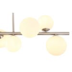 Plafonieră metal nichel mat, sticlă albă, L x l x I: 870x280x370mm, sticlă-ø: 5x10cm, 4x12cm, incl. 9x G9 LED 3.5W 230V, 350lm Sursă, 310lm Ieșire, 3000K - imagine 5