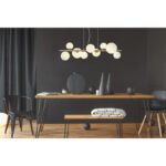 Lampă cu suspensie din metal nichel mat, sticlă albă, cablu PVC transparent, L x l x I: 870x345x1200, sticlă-ø: 4x10cm, 3x12cm, 2x15 cm, inclusiv 9x G9 LED 3.5W 230V, 350lm Sursă, 310lm Ieșire, 3000K - imagine 3