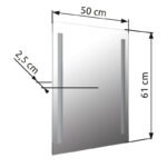Oglindă Crom, Oglindă, Sticlă Satinată, Touch on/off, Variator Tactil Continuu, Funcție de Memorie, IP44, LxA: 500x610mm, AL: 25mm, Incl. LED 12W 230… - imagine 6