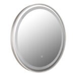 Oglindă, metal nichel mat, plastic satinat, touch on/off, dimmable, variator tactil infinit variabil, mai multe niveluri prin comutator de perete, funcție de memorie, ø: 500mm, incl. LED 10W 230V, sursă 80-808lm, ieșire 65-518lm, CCT 2700/4000/6500K