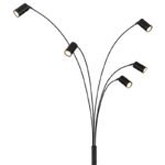 Lampă de podea metal negru mat, metal negru mat, cablu PVC negru, comutator basculant pe articol, LxLxA: 700x730x2040mm, lungime cablu 1800mm, excl. 5x GU10 35W 230V - imagine 4