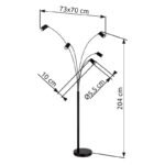 Lampă de podea metal negru mat, metal negru mat, cablu PVC negru, comutator basculant pe articol, LxLxA: 700x730x2040mm, lungime cablu 1800mm, excl. 5x GU10 35W 230V - imagine 6