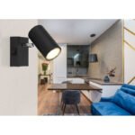 Spot metal negru mat, metal negru mat, cromat, comutator basculant pe articol, LxA: 70x100mm, AL: 120mm, excl 1x GU10 25W 230V - imagine 2