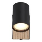 Aplică metal negru mat, MDF, imitație de lemn închis, întrerupător pe produs, l x I: 70x100mm, A: 135mm, fără 1x GU10 35W 230V - imagine 4