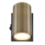 Spot metal negru mat, alamă antică, întrerupător basculant pe articol, LxÎ: 70x100mm, AL: 120mm, excl 1x GU10 25W 230V - imagine 4