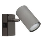 Aplica Spotlight metal negru-crom, metal gri mat, comutator basculant pe articol, WxH: 70x100mm, AL: 120mm, excl. 1x GU10 25W 230V - imagine 3