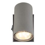 Aplica Spotlight metal negru-crom, metal gri mat, comutator basculant pe articol, WxH: 70x100mm, AL: 120mm, excl. 1x GU10 25W 230V - imagine 4