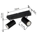 Spot metal negru mat, metal negru mat, cromat, Lxlxh: 260x60x120mm, excl 2x GU10 35W 230V - imagine 6